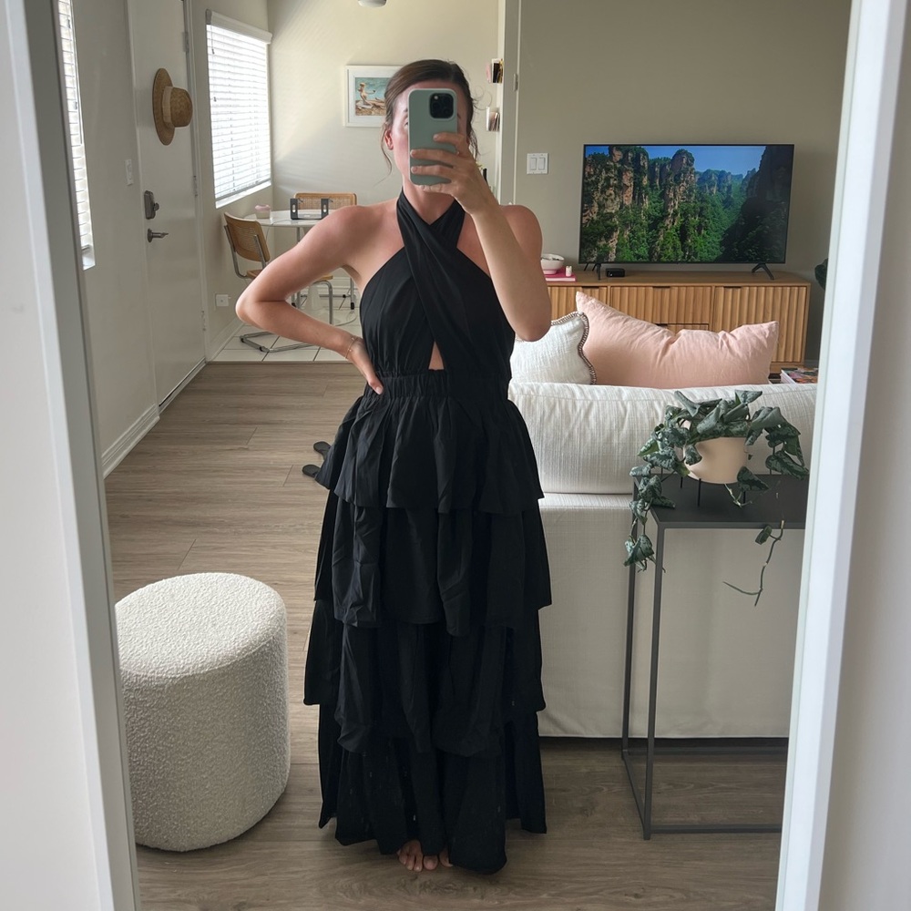endless rose black halter dress